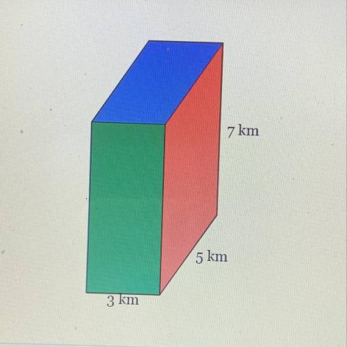Find the surface area of the rectangular prism.
7 km
5 km
3 km