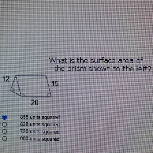 What is the surface area of the prism shown to the left?
(idk the answer i guessed)