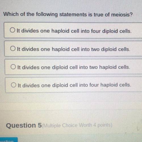 HELP 
Which of the following statements is true of meiosis?
