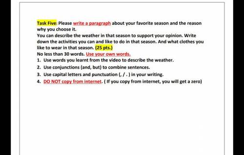 Write a paragraph about your favorite seasons and the season why you choose it