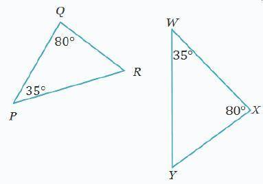 What is the measure of the third angle in the similar triangles below? A) 25º B) 65º C) 85º D) 115º
