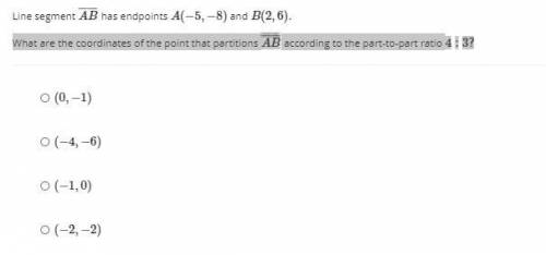 What are the coordinates of the point that partitions AB according to the part-to-part ratio 4:3?