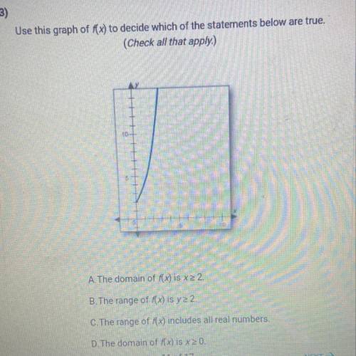 Please help how do you use the graph of F of x to decide which of the statements

(Graph included)