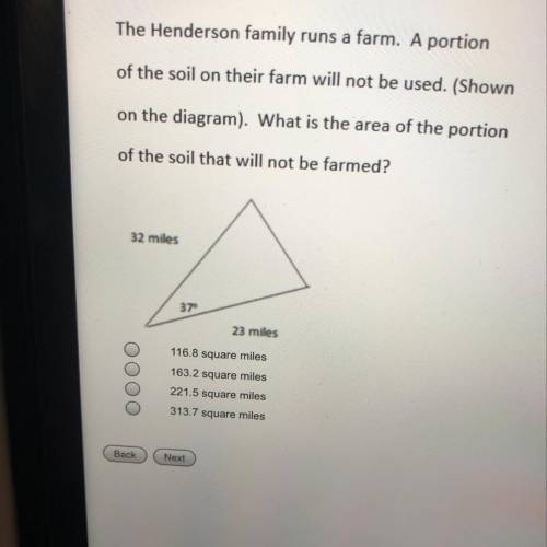 The Henderson family runs a farm. A portion of the soil on the farm will not be used.What is the ar
