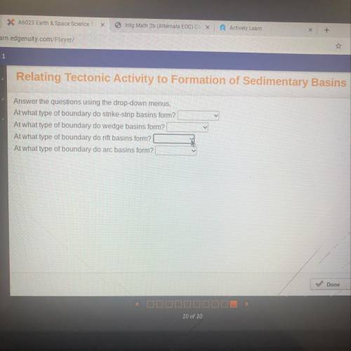 Engli

Relating Tectonic Activity to Formation of Sedimentary Basins
Answer the questions using th