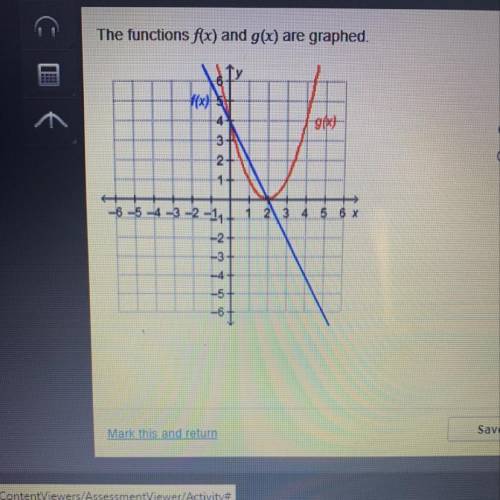 The functions of f(x) and g(x) are graphed. which represents where f(x) =g(x)?

a- f(2) = g(2) and