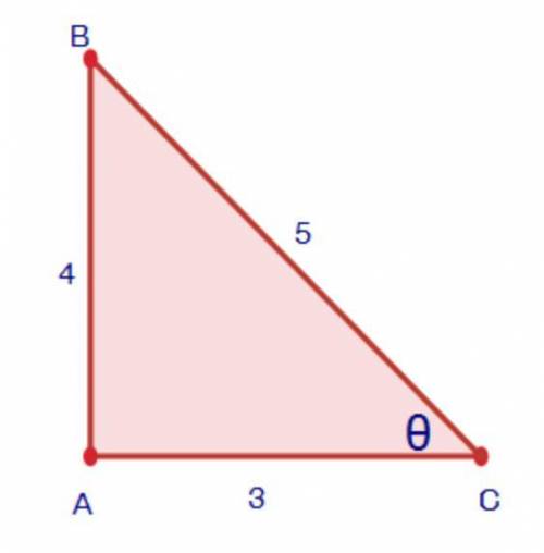 Find the sine ratio of angle Θ. Hint: Use the slash symbol ( / ) to represent the fraction bar, and