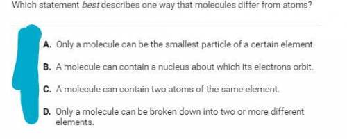 Which statement best describes one way that molecules differ from atoms?