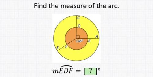 Please help find the measure of the arc