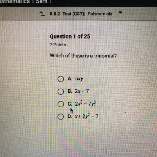 Which of these are a trinomial?
