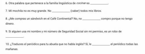 Help with spanish 6-10 thanks!