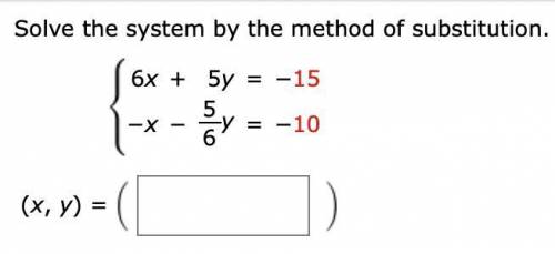 Solve the system by the method of substitution.