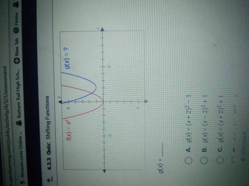 The graphs below are the same shape what is the equation of the blue graph
