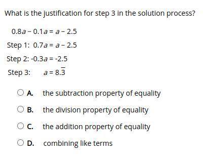 Select the correct answer. What is the justification for step 3 in the solution process?