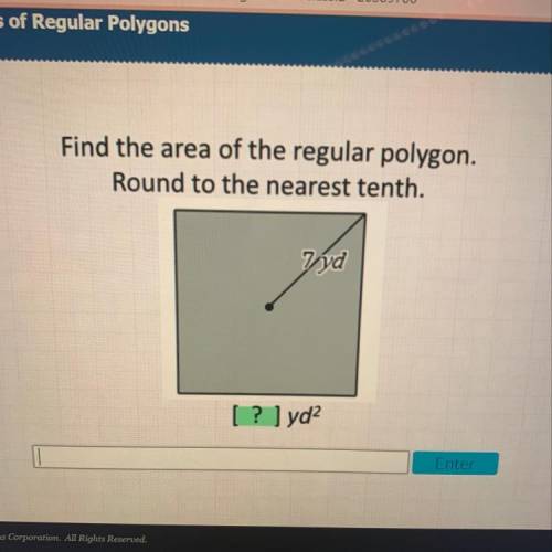 PLEASE HELP IM DESPERATE Find the area of the regular polygon round to the nearest tenth