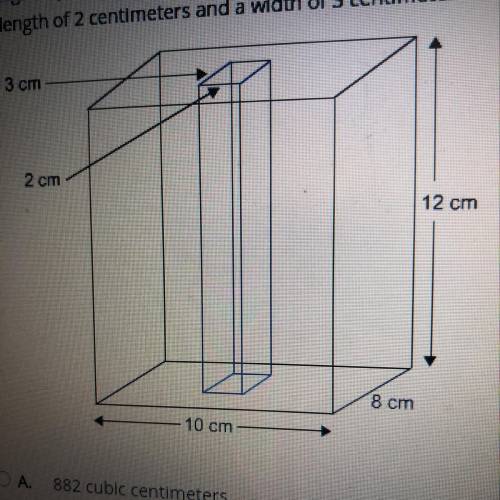 A rectangular prism made of wood has a length of 10 centimeters, a width of 8 centimeters, and a he