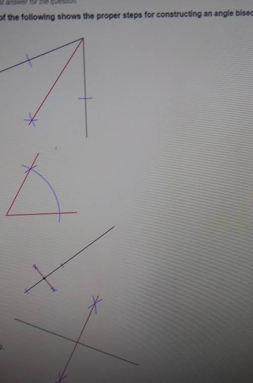 Which of the following shows the proper steps for constructing an angle bisector