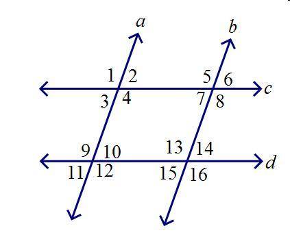 If <10 and <15 are congruent, which lines are parallel? A.lines b and c B.lines c and d C.lin