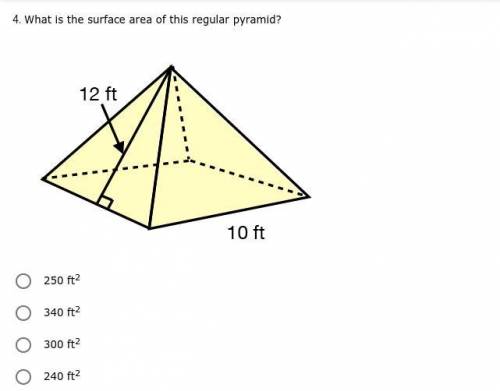 *PLS ANSWER CORRECTLY WITH DETAILS* What is the surface area of this regular pyramid?