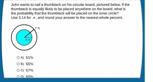 John wants to nail a thumbtack on his circular board, pictured below. If the thumbtack is equally l