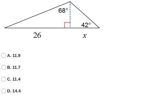 Find the length of the side labeled x. Round intermediate values to the nearest tenth. Use the roun