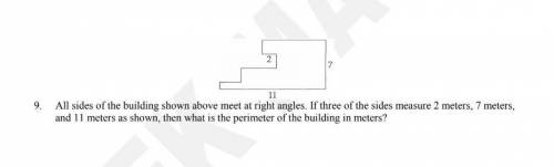 All sides of the building shown above meet at right angles. If three of the sides measure 2 meters,