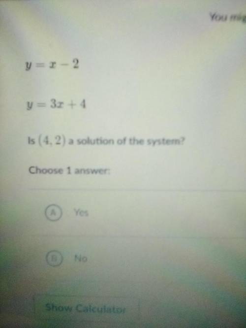 Is (4,2) a solution of the system?