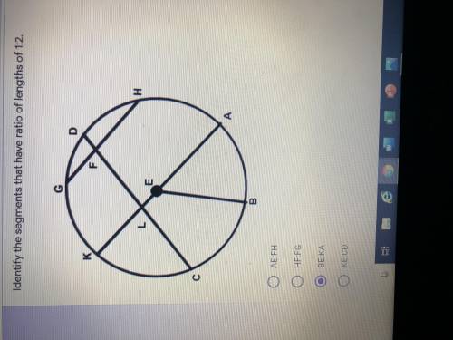 Identify the segments that have a ratio of lengths 1:2