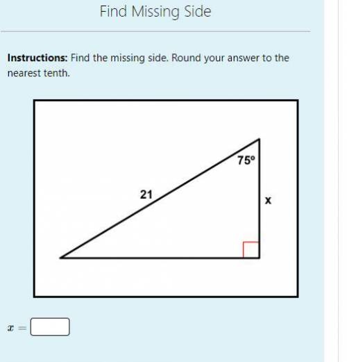 Find the missing side. Round your answer to the nearest tenth.