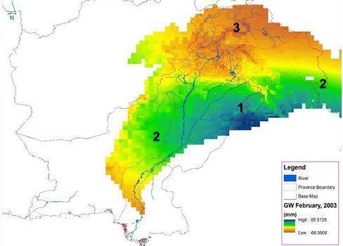 Select the correct answer. This map shows the amount of groundwater (GW) in parts of Pakistan. Farm