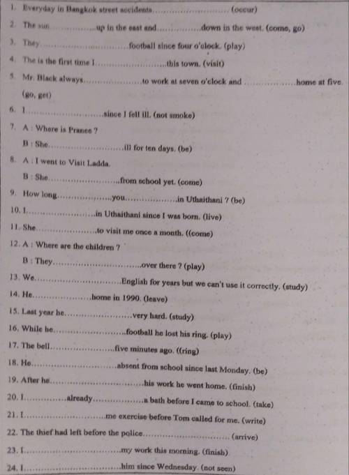 Questions 1 to 48, what are the answers? Thank you (this is a tense test)