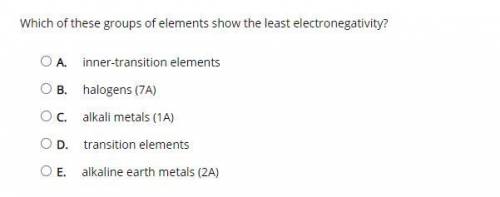 Which of these groups of elements show the least electronegativity?