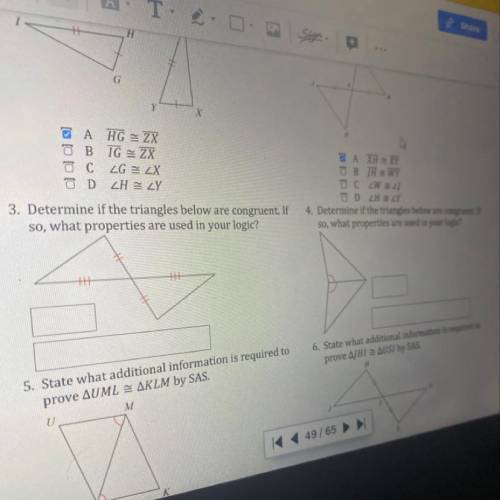 Determine if the triangles are congruent.