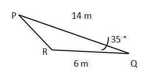 What is the area of triangle PQR to the nearest tenth of a square meter? Drawing is not to scale. A