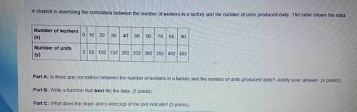 Please help thank you!!! A student is assessing the correlation between the number of workers in a