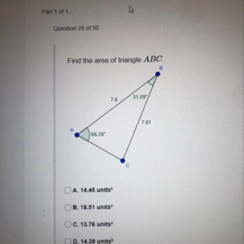 PLEASE HELP ! Find the area of triangle ABC.