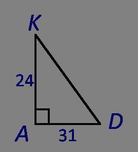 Which of the following is correct based on this picture? A. tan D=31/24 B. sinD=31/24 C. cosK=31/24