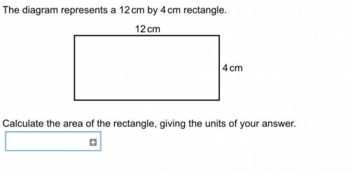 the diagram represents a 12 cm by 4 cm rectangle, calculate the area of the rectangle, giving the u