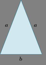 An isosceles triangle in which the two equal sides, labeled a, are longer than the base, labeled b.