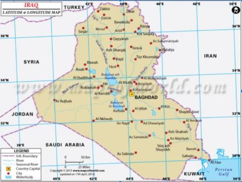 On the map about Iraq’s relative location would be _________________ of Iran. The Persian Gulf woul