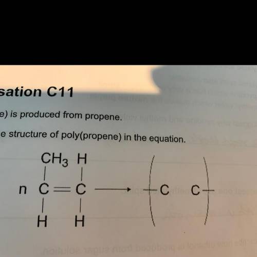 Complete the structure of poly propane in the equation.