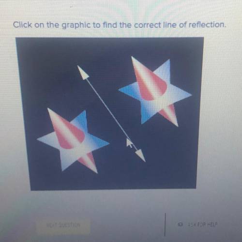 Click on the graphic to find the correct line of reflection.