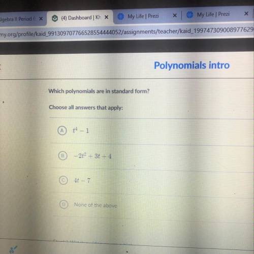Which polynomials are in standard form?
