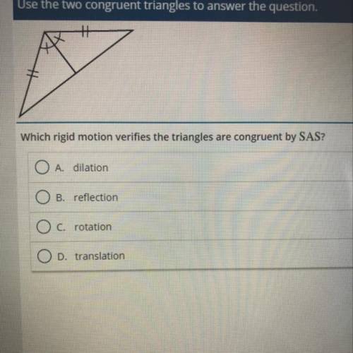Which rigid motion verifies the triangles are congruent by SAS?