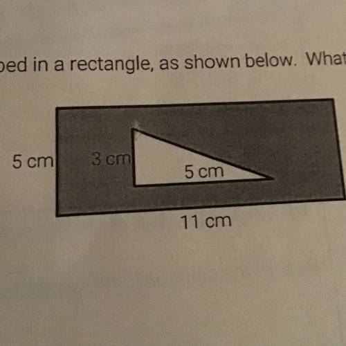 A triangle is inscribed in a rectangle as shown below what is the area of the shaped region