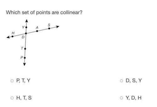 Which set of points are collinear? P, T, Y D, S, Y H, T, S Y, D, H