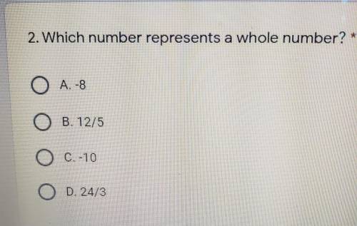 Which number represents a whole number