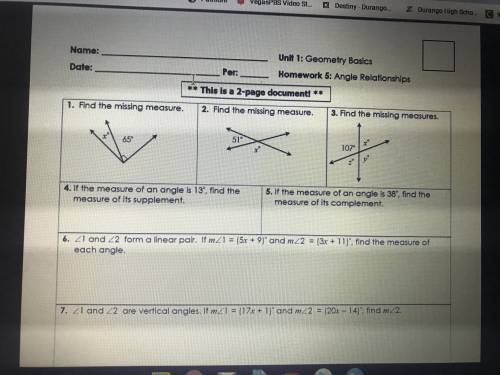 i need help quick!! this is unit 1:geometry basics. homework 5: angle relationships if anyone know