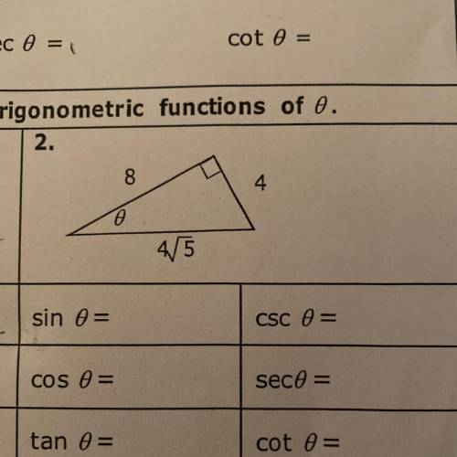 Find the values of the six trigonometric functions of 0