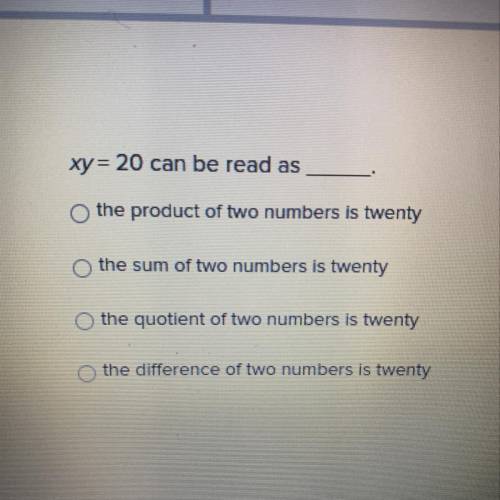 Xy= 20 can be read as
